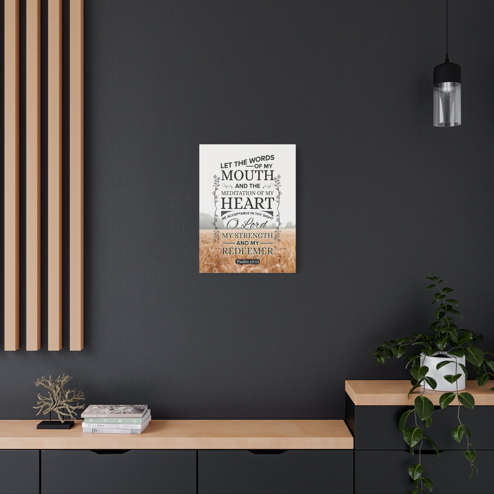 Scripture Canvas Lord My Strength Psalm 19:14 Christian Wall Art Bible Verse Print Ready to Hang-Express Your Love Gifts
