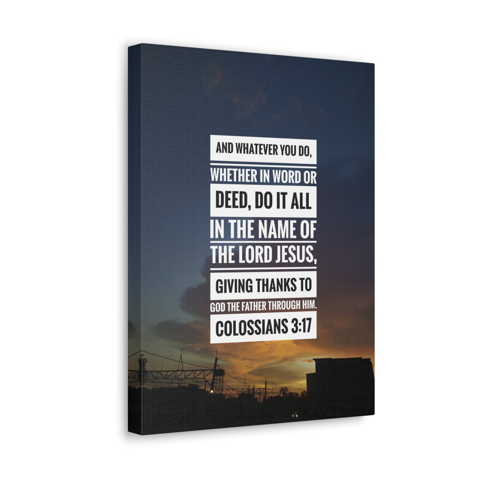 Scripture Canvas Thanks To God The Father Colossians 3:17 Christian Wall Art Bible Verse Print Ready to Hang-Express Your Love Gifts