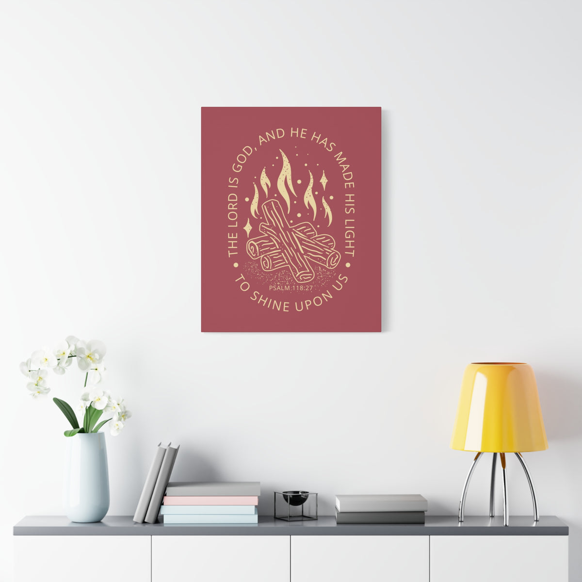Scripture Canvas His Light Psalm 118:27 Christian Wall Art Bible Verse Print Ready to Hang-Express Your Love Gifts