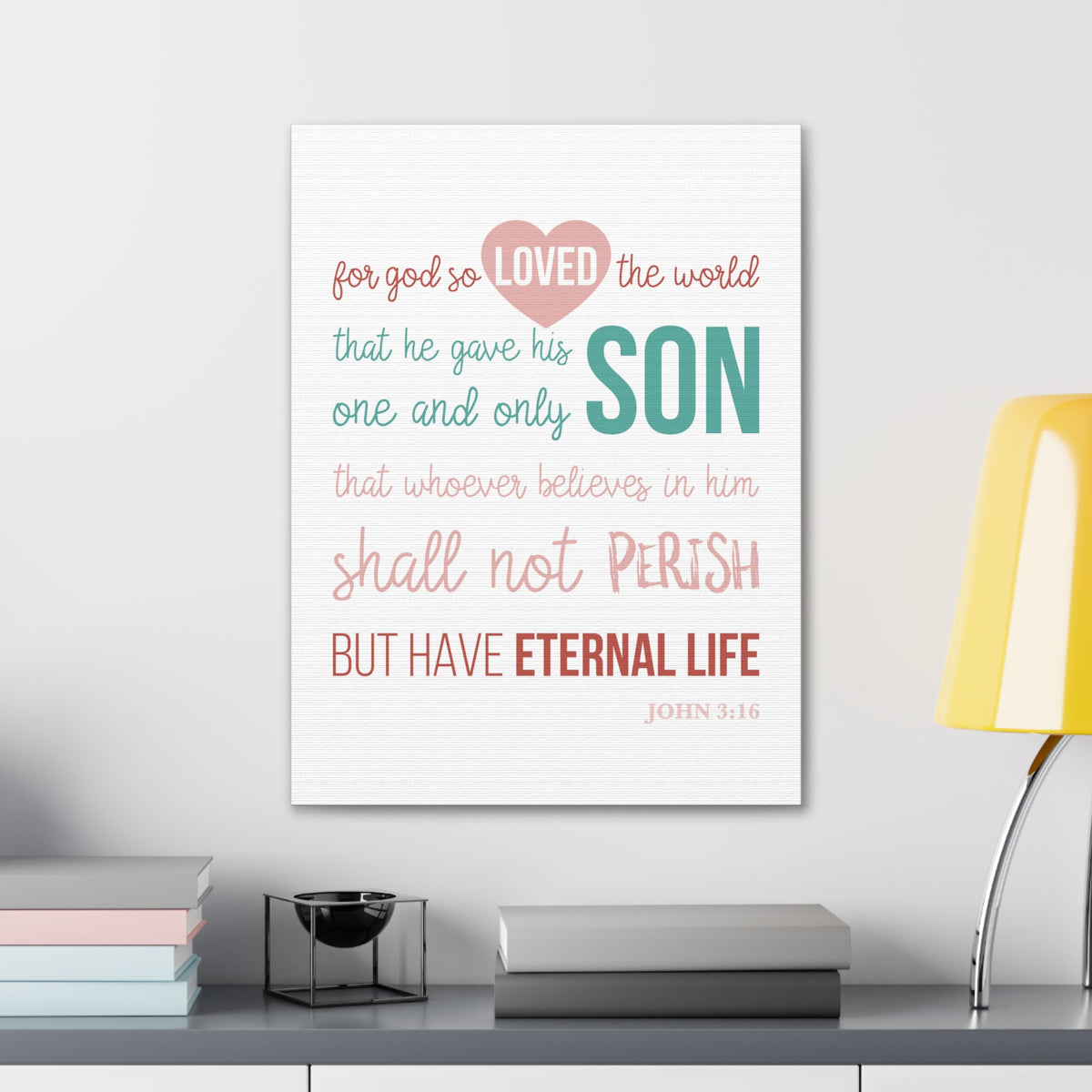 Scripture Canvas For God So Love John 3:16 Christian Wall Art Bible Verse Print Ready To Hang-Express Your Love Gifts