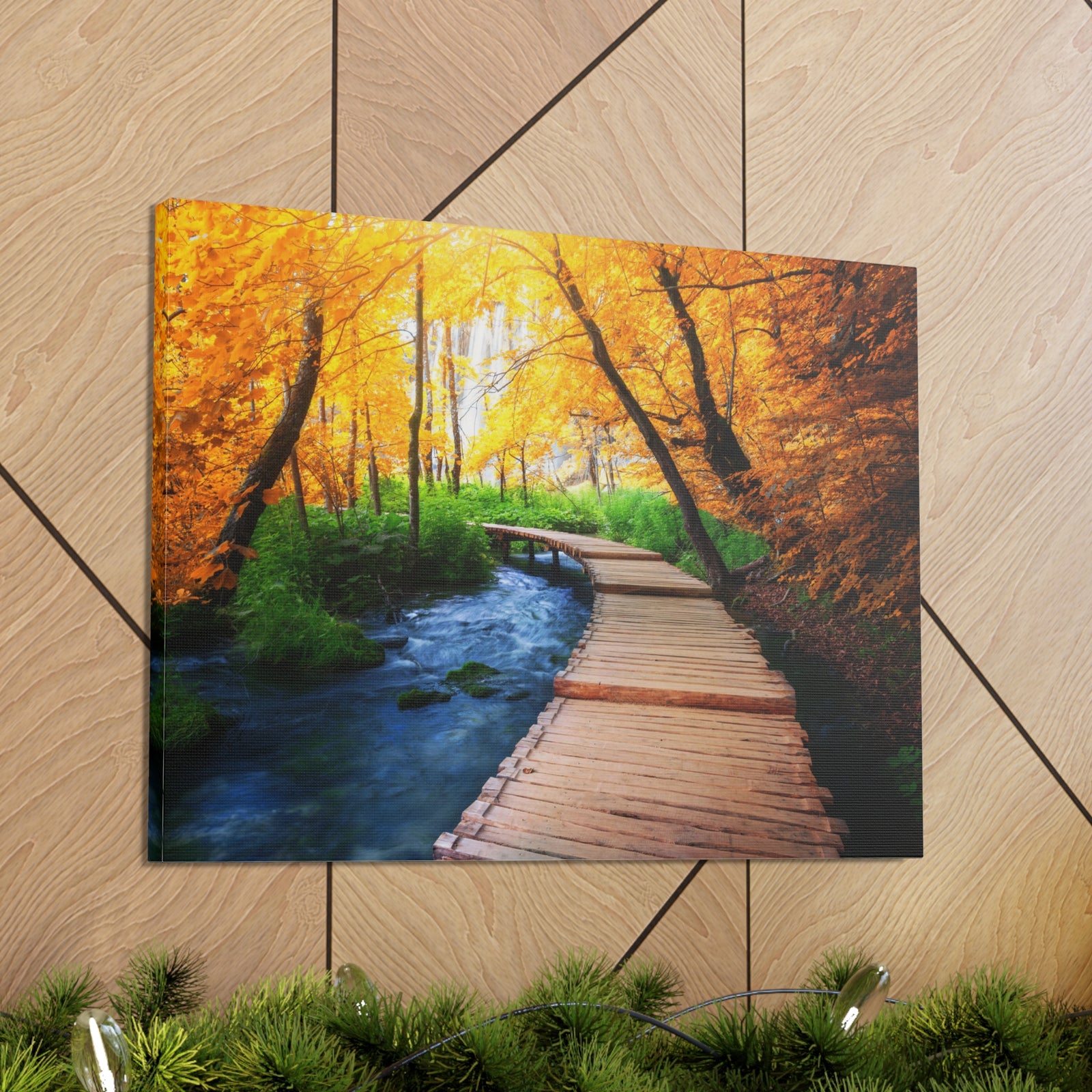 Path Autumn Orange Tree Nature Wilderness Photography Canvas Wall Art for Home Decor Ready-to-Hang-Express Your Love Gifts