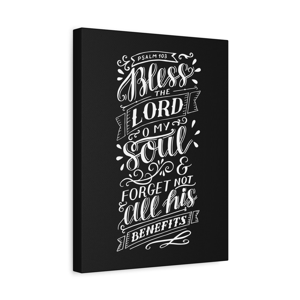 Scripture Canvas O My Soul Psalm 103 Black Christian Wall Art Bible Verse Print Ready to Hang-Express Your Love Gifts