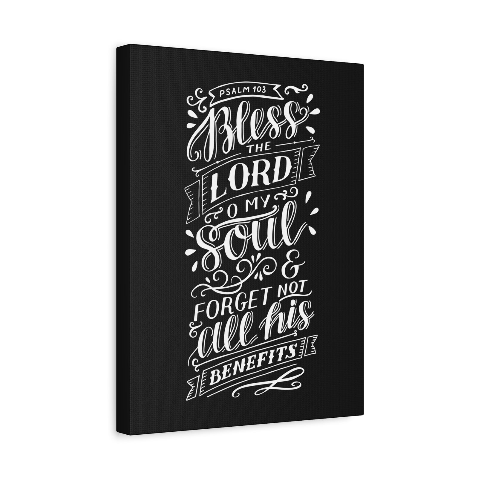 Scripture Canvas O My Soul Psalm 103 Black Christian Wall Art Bible Verse Print Ready to Hang-Express Your Love Gifts