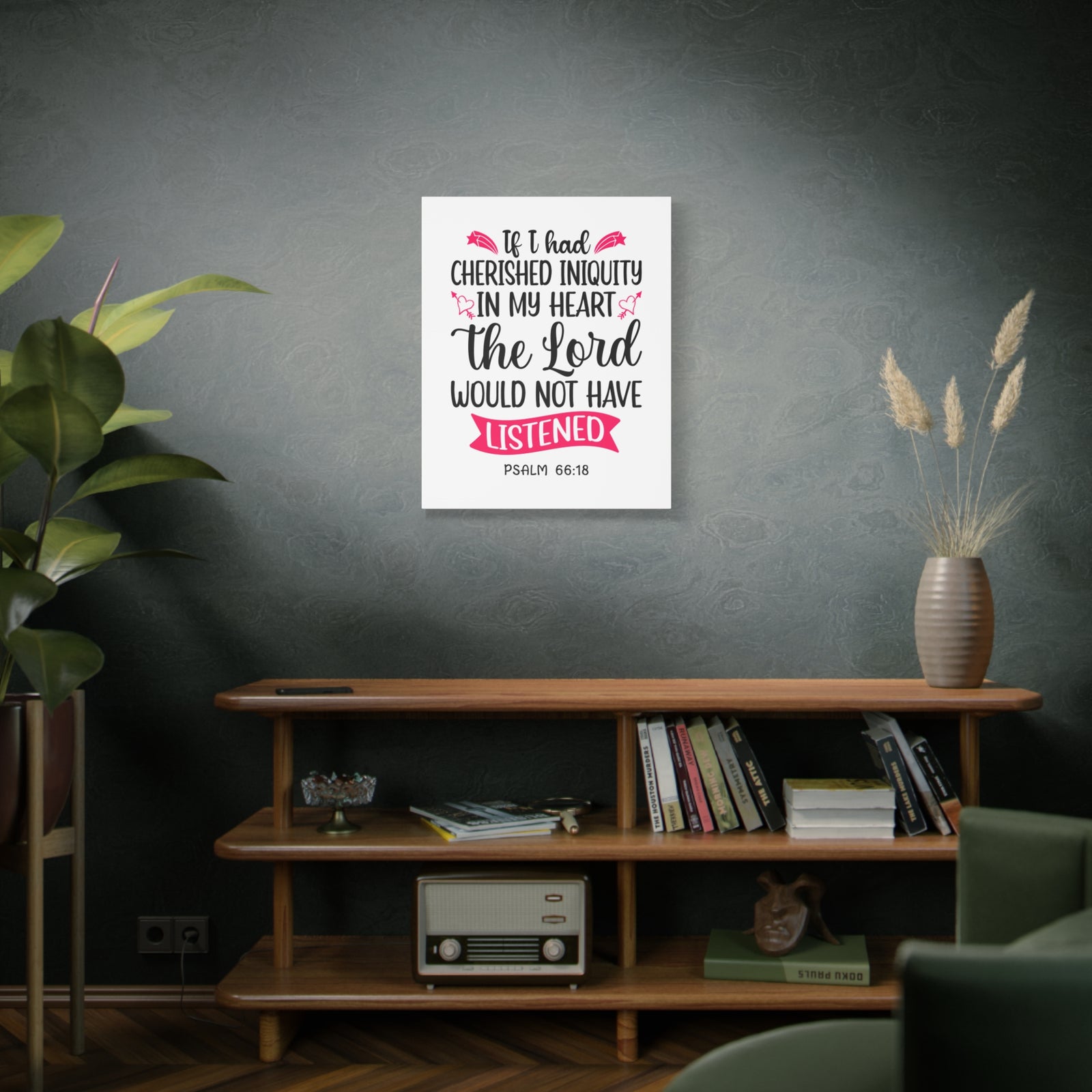 Scripture Canvas In My Heart Psalm 66:18 Christian Wall Art Bible Verse Print Ready to Hang-Express Your Love Gifts