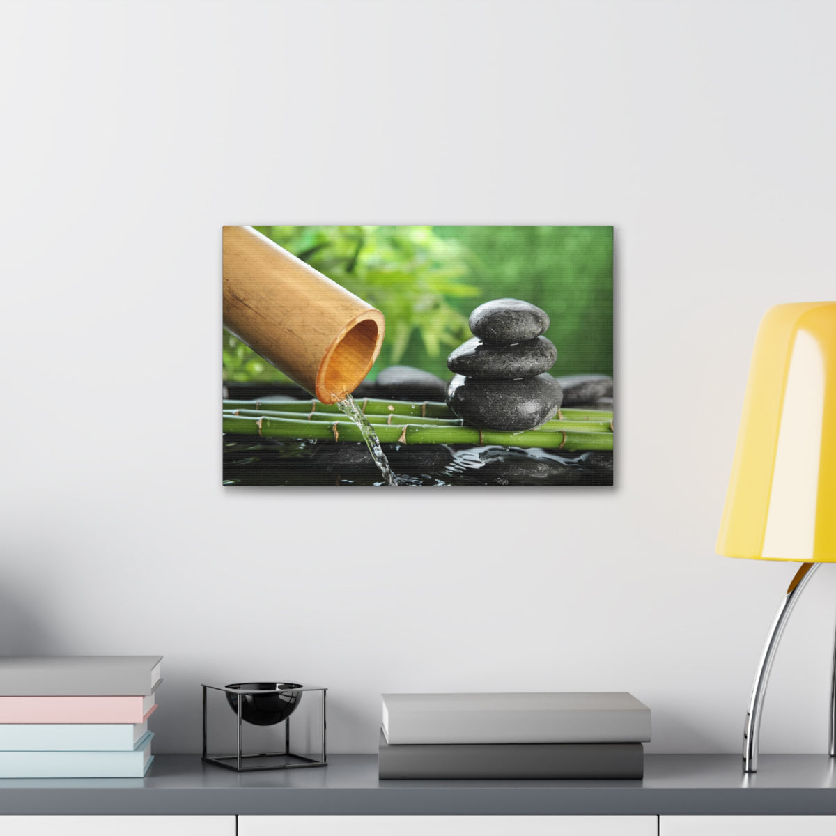 Traditional Bamboo Fountain Forest Floral Nature Photography Canvas Wall Art for Home Decor Ready-to-Hang-Express Your Love Gifts