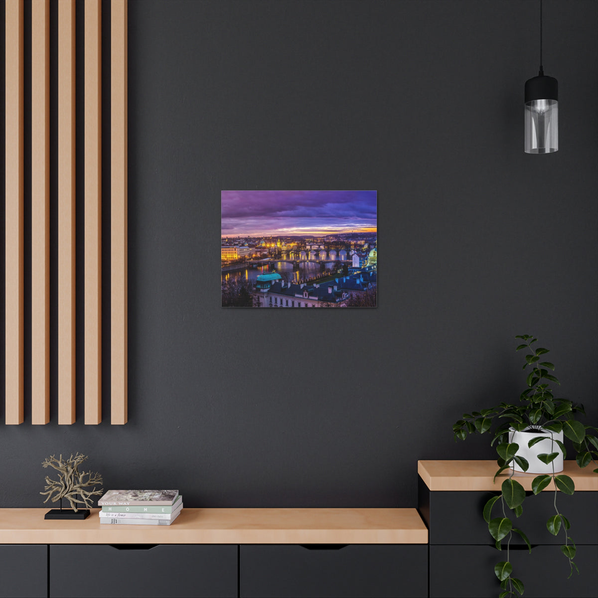 Prague Night Skyline Canvas Artwork High-Quality Breathtaking Stunning Cityscape for Home Decor Ready to Hang-Express Your Love Gifts