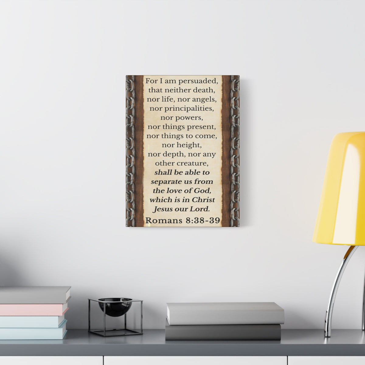 Scripture Walls Romans 8:38-39 Chain Bible Verse Canvas Christian Wall Art Ready to Hang Unframed-Express Your Love Gifts