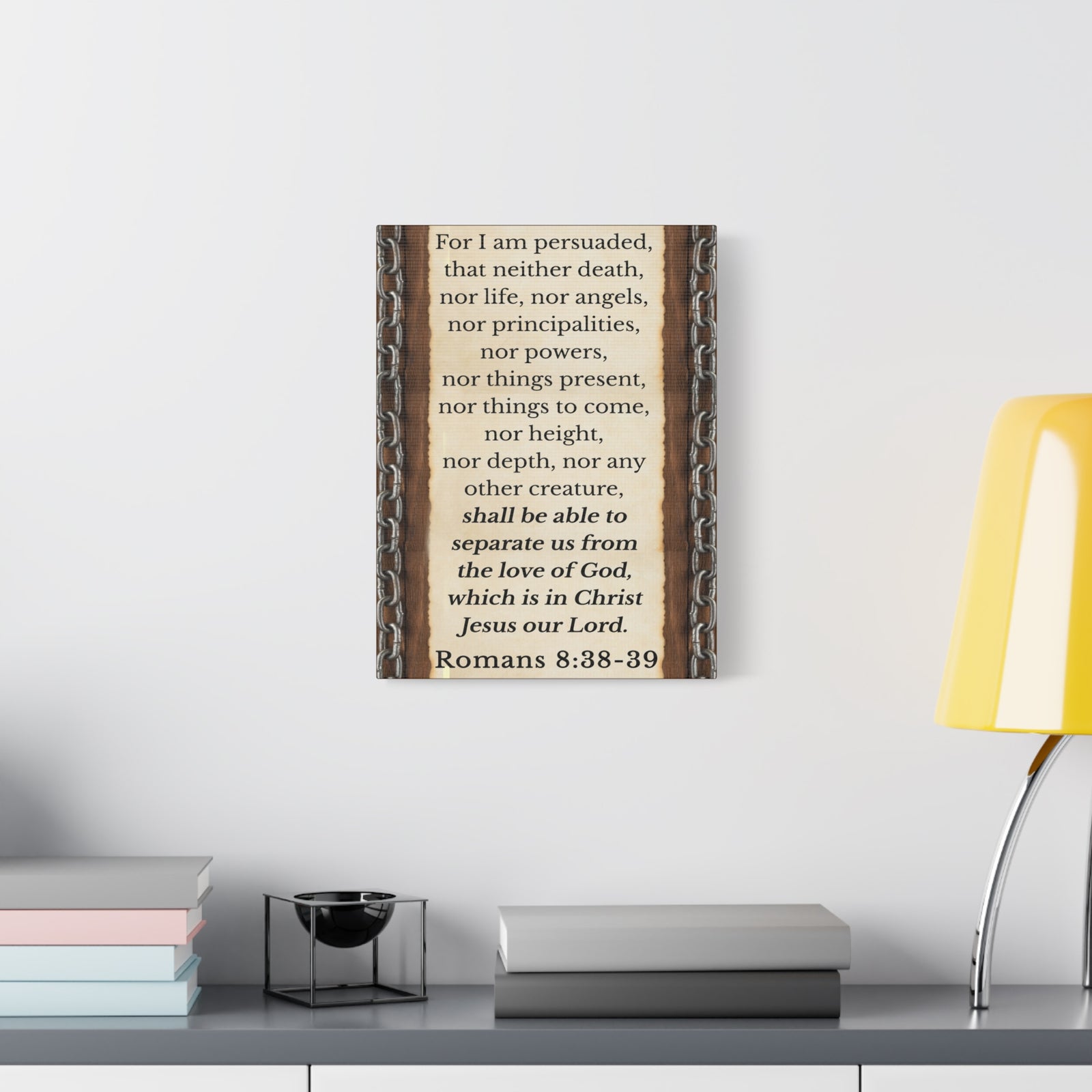Scripture Walls Romans 8:38-39 Chain Bible Verse Canvas Christian Wall Art Ready to Hang Unframed-Express Your Love Gifts