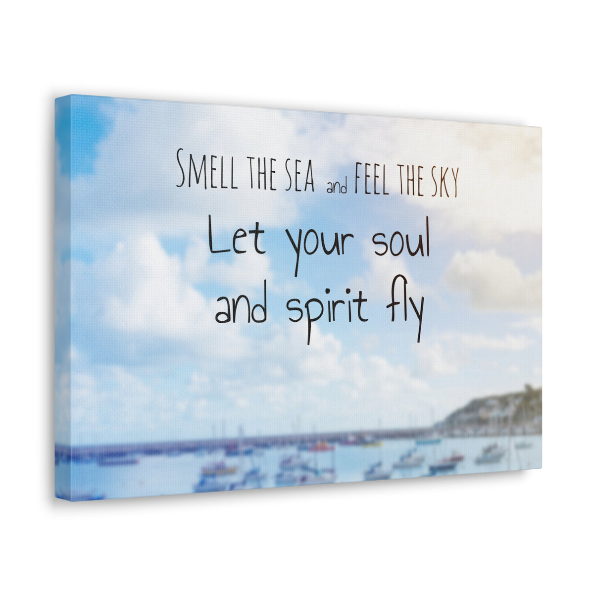 Inspirational Quote Canvas Smell The Sea And Feel The Sky Motivational Print Ready to Hang Artwork-Express Your Love Gifts