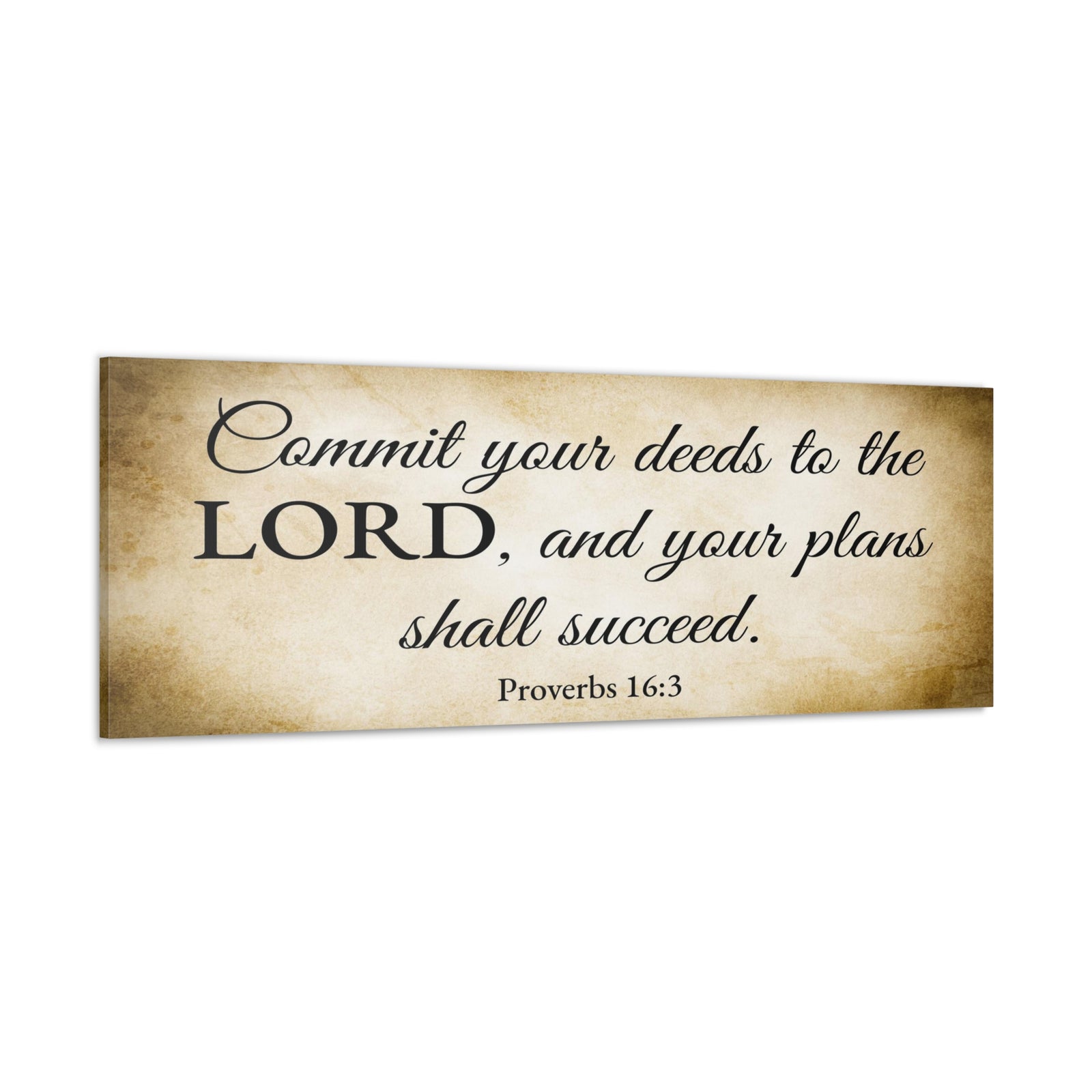Scripture Walls Proverbs 16:3 Gold Bible Verse Canvas Christian Wall Art Ready to Hang Unframed-Express Your Love Gifts