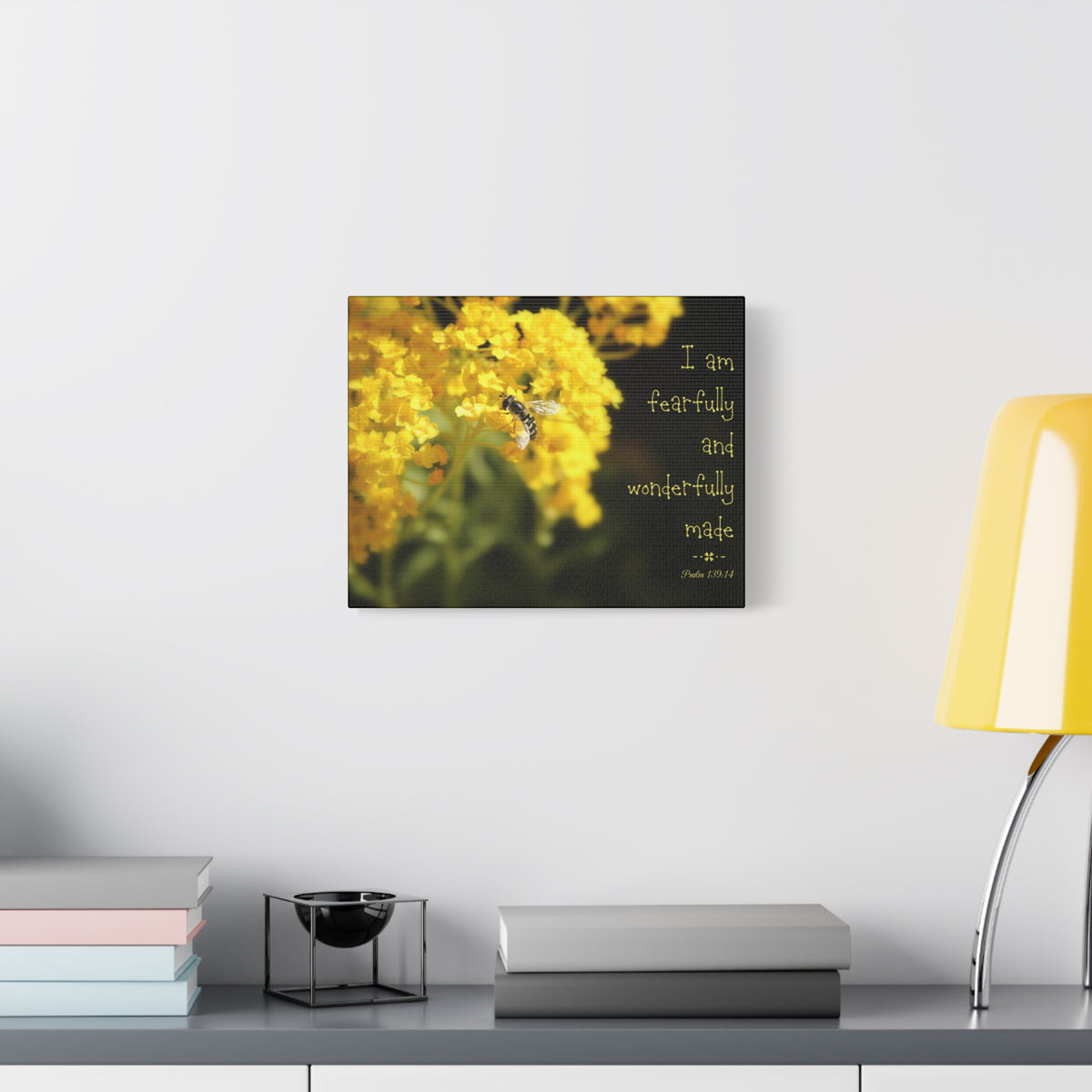 Scripture Walls Wonderfully Made Psalm 139:14 Bee Bible Verse Canvas Christian Wall Art Ready to Hang-Express Your Love Gifts