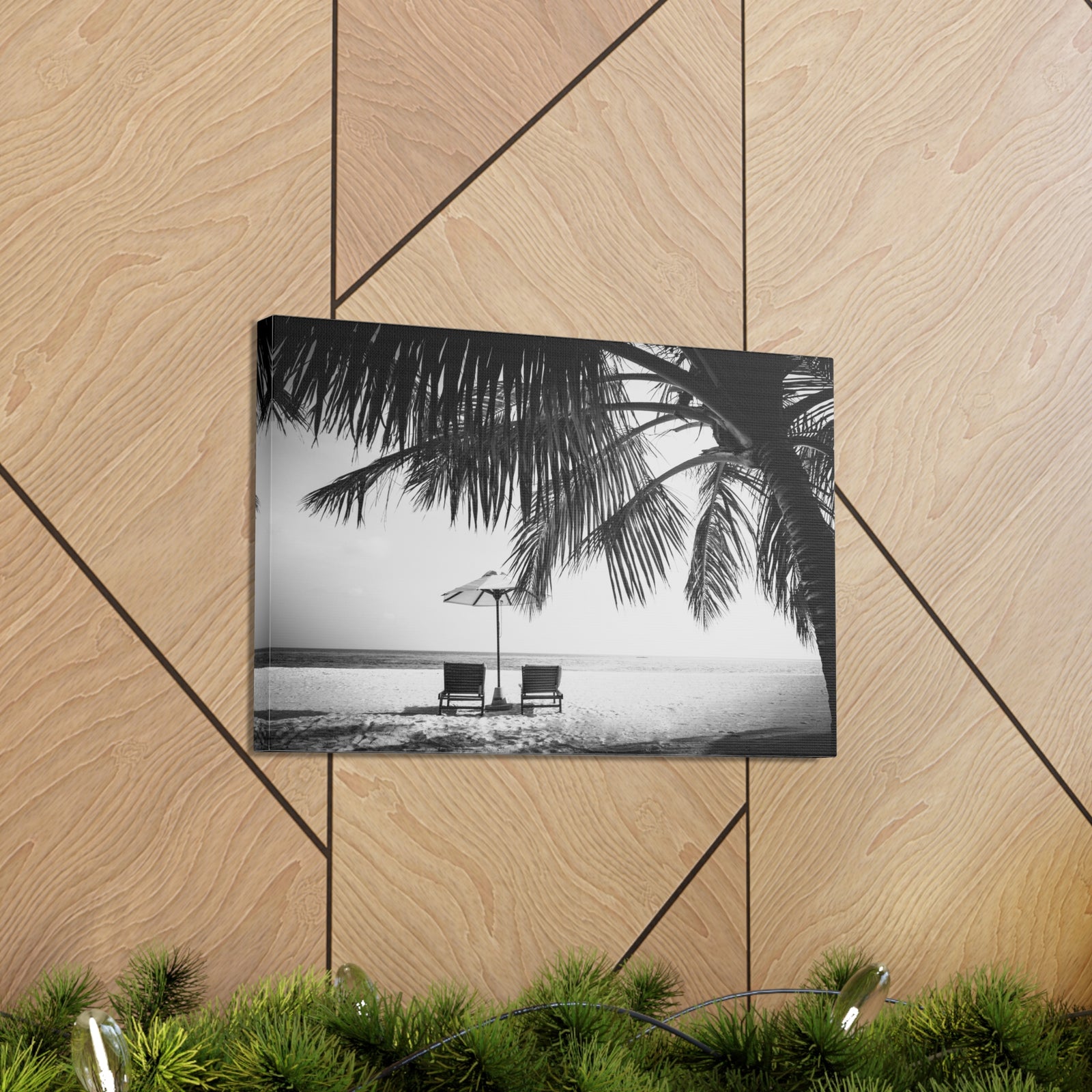 Perfect Black White Beach Scene Ocean Canvas Wall Art for Home Decor Ready-to-Hang-Express Your Love Gifts