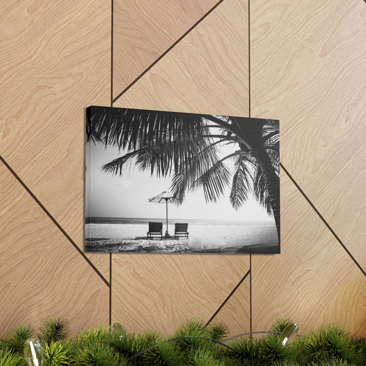 Perfect Black White Beach Scene Ocean Canvas Wall Art for Home Decor Ready-to-Hang-Express Your Love Gifts