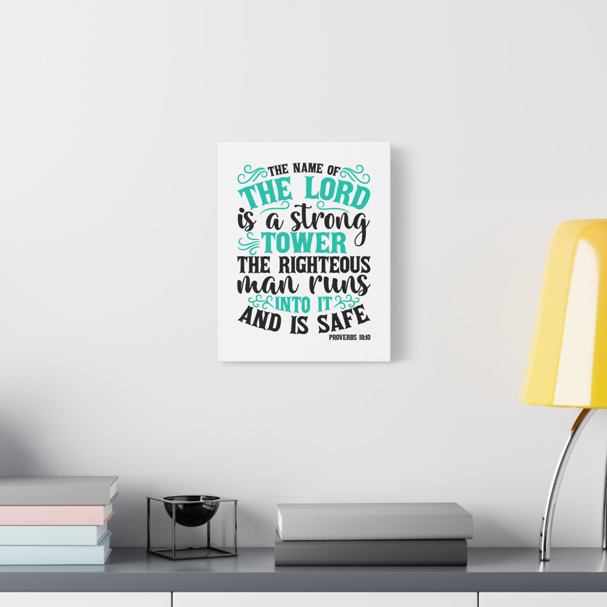Scripture Canvas The Lord Is A Strong Tower Proverbs 18:10 Christian Wall Art Bible Verse Print Ready to Hang-Express Your Love Gifts