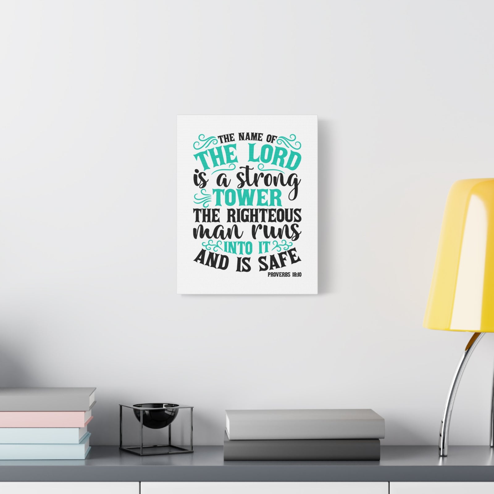 Scripture Canvas The Lord Is A Strong Tower Proverbs 18:10 Christian Wall Art Bible Verse Print Ready to Hang-Express Your Love Gifts