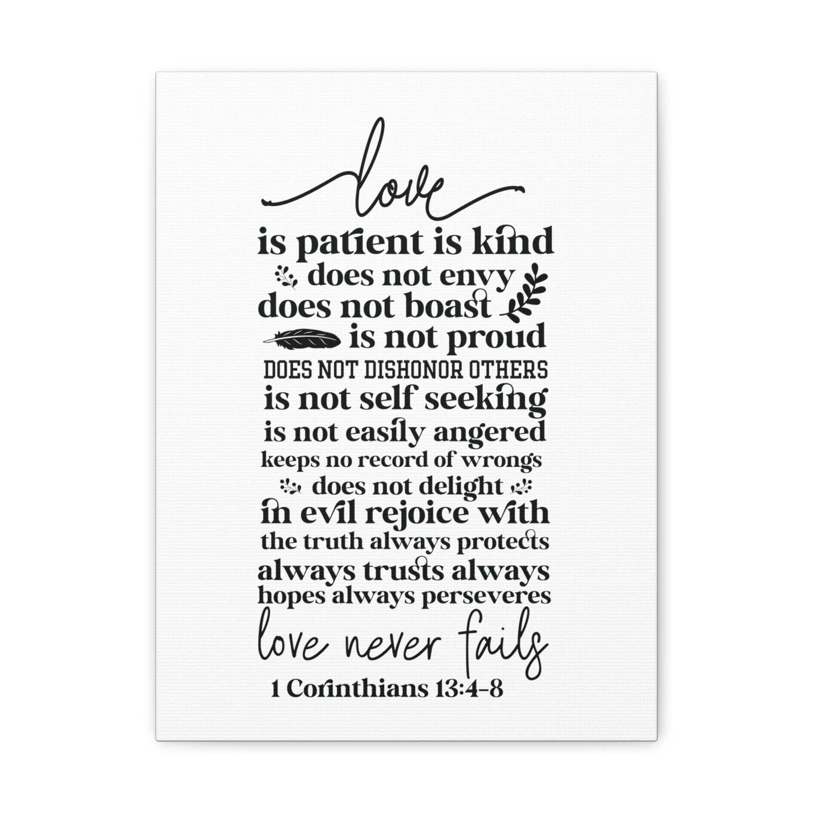 Scripture Walls 1 Corinthians 13:4-8 Love Is Bible Verse Canvas Christian Wall Art Ready to Hang Unframed-Express Your Love Gifts