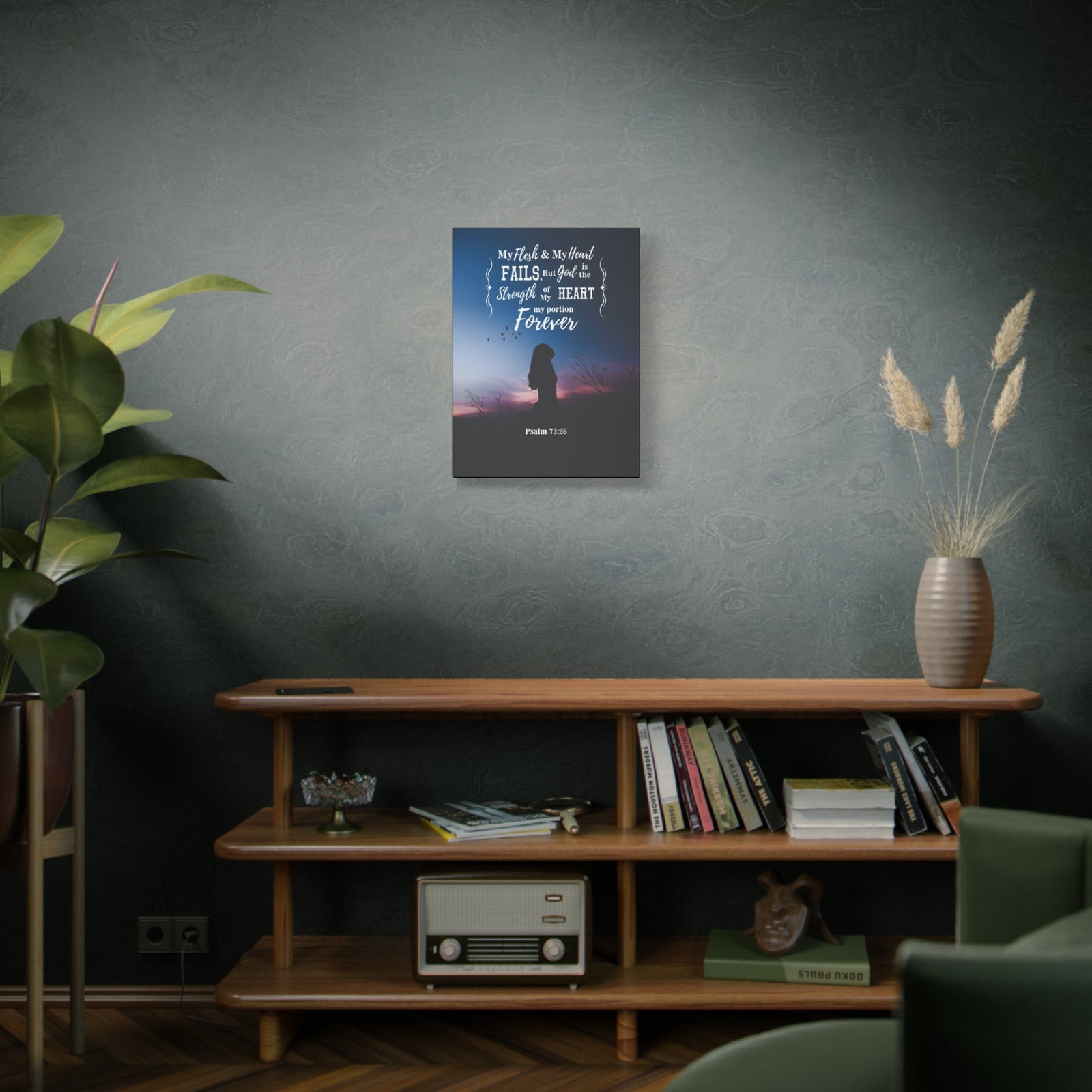 Scripture Canvas My Flesh and Heart Psalm 73:26 Christian Wall Art Bible Verse Print Ready to Hang-Express Your Love Gifts
