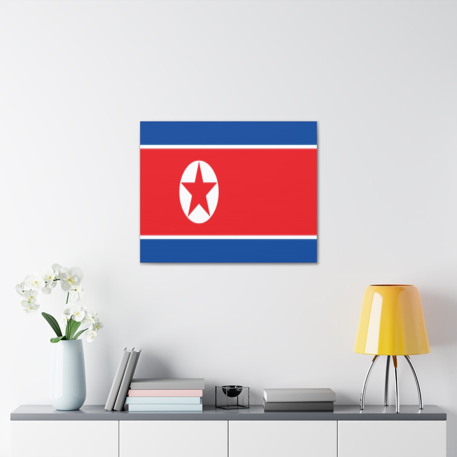 North Korea Country Flag Canvas Vibrant Wall Art Unframed Home Decor-Express Your Love Gifts