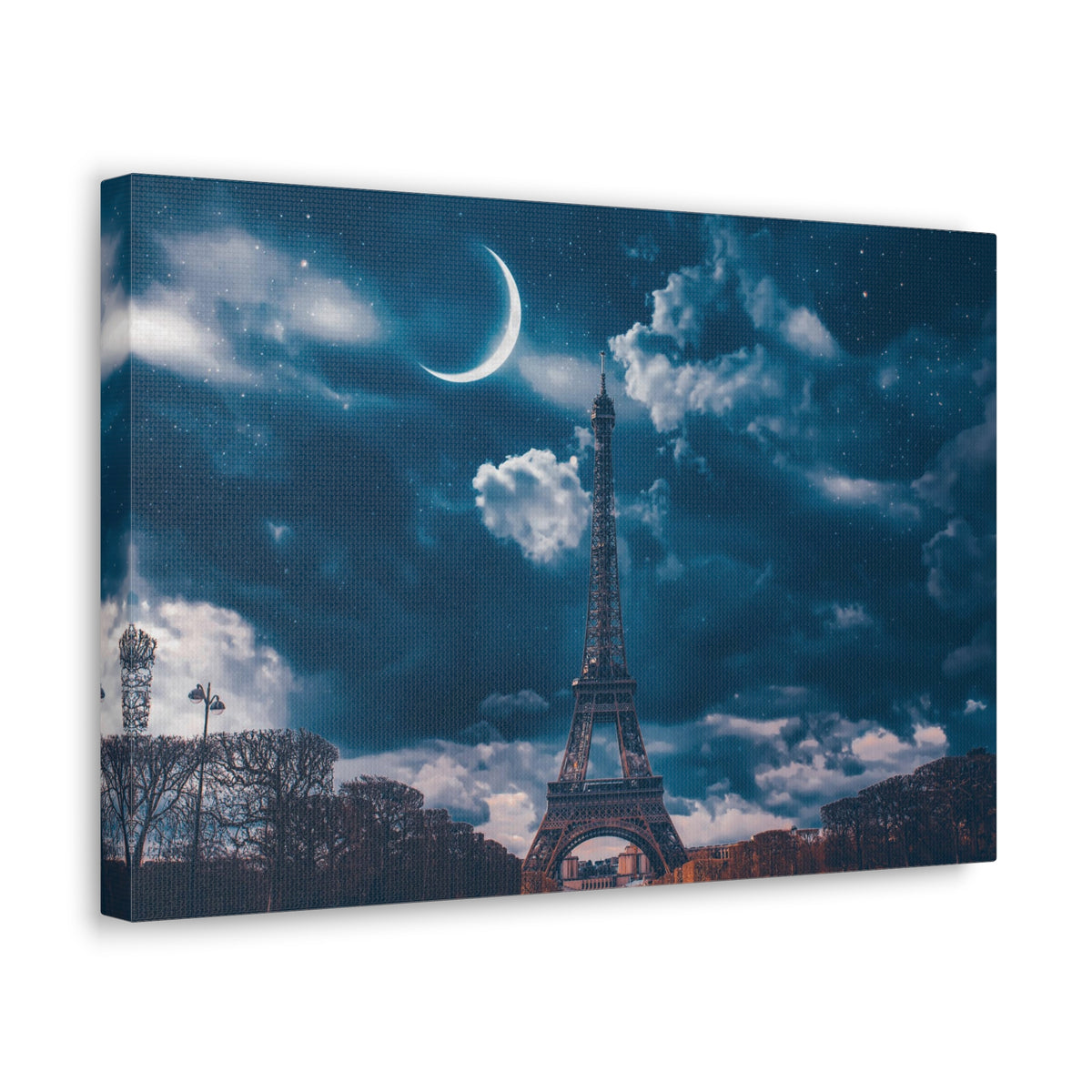 Paris Eiffel Tower Moon France Canvas Artwork High-Quality Breathtaking French City for Home Decor Ready to Hang-Express Your Love Gifts