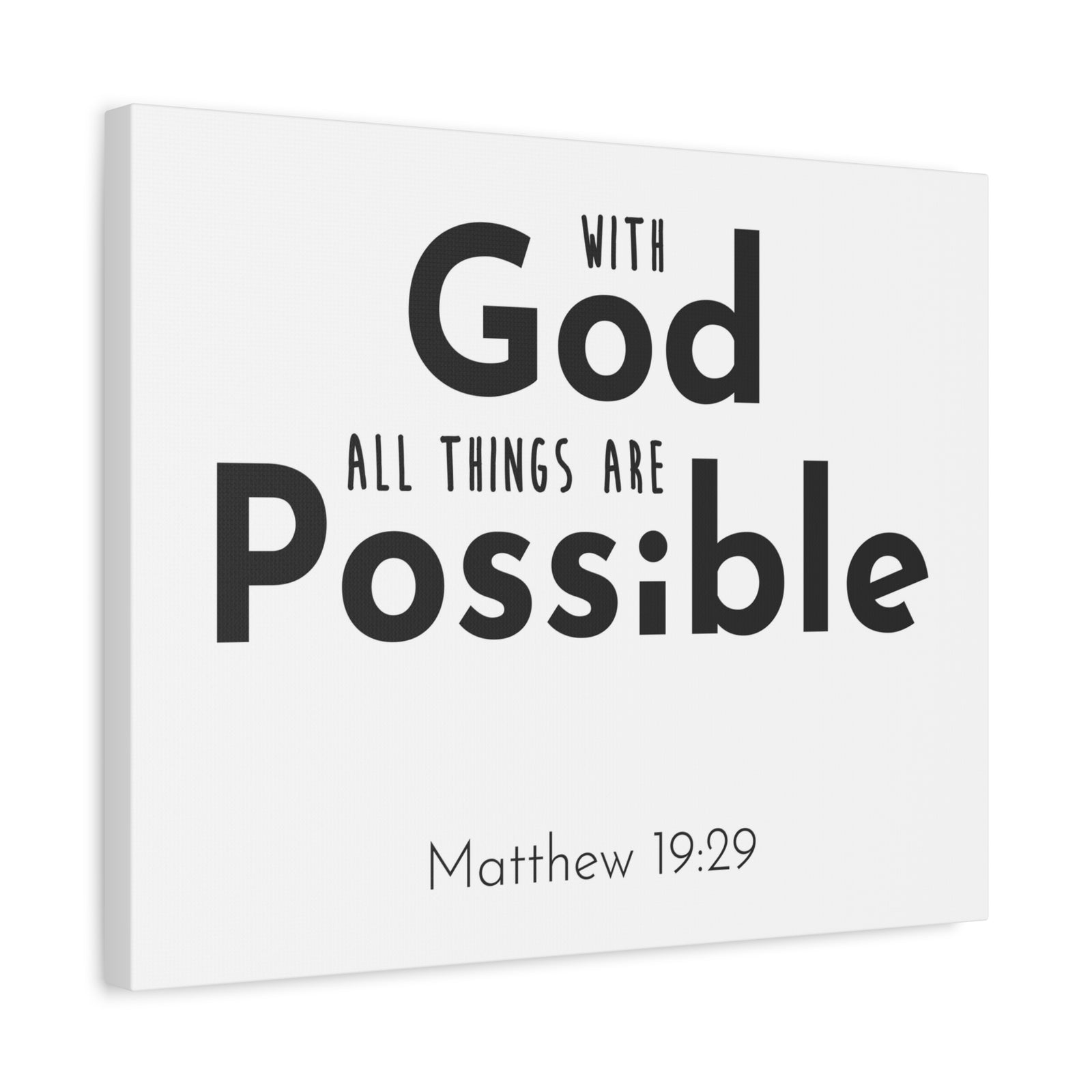 Scripture Canvas With God All Things Matthew 19:29 Christian Wall Art Bible Verse Print Ready To Hang-Express Your Love Gifts