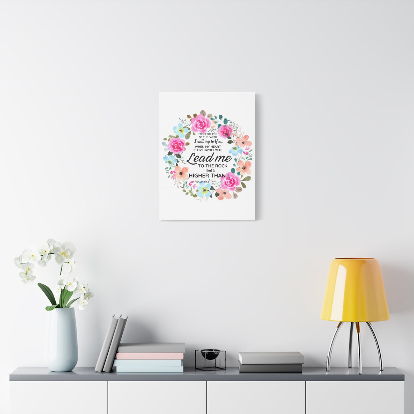 Scripture Walls Psalm 61:2 Higher Than I Bible Verse Canvas Christian Wall Art Ready to Hang Unframed-Express Your Love Gifts