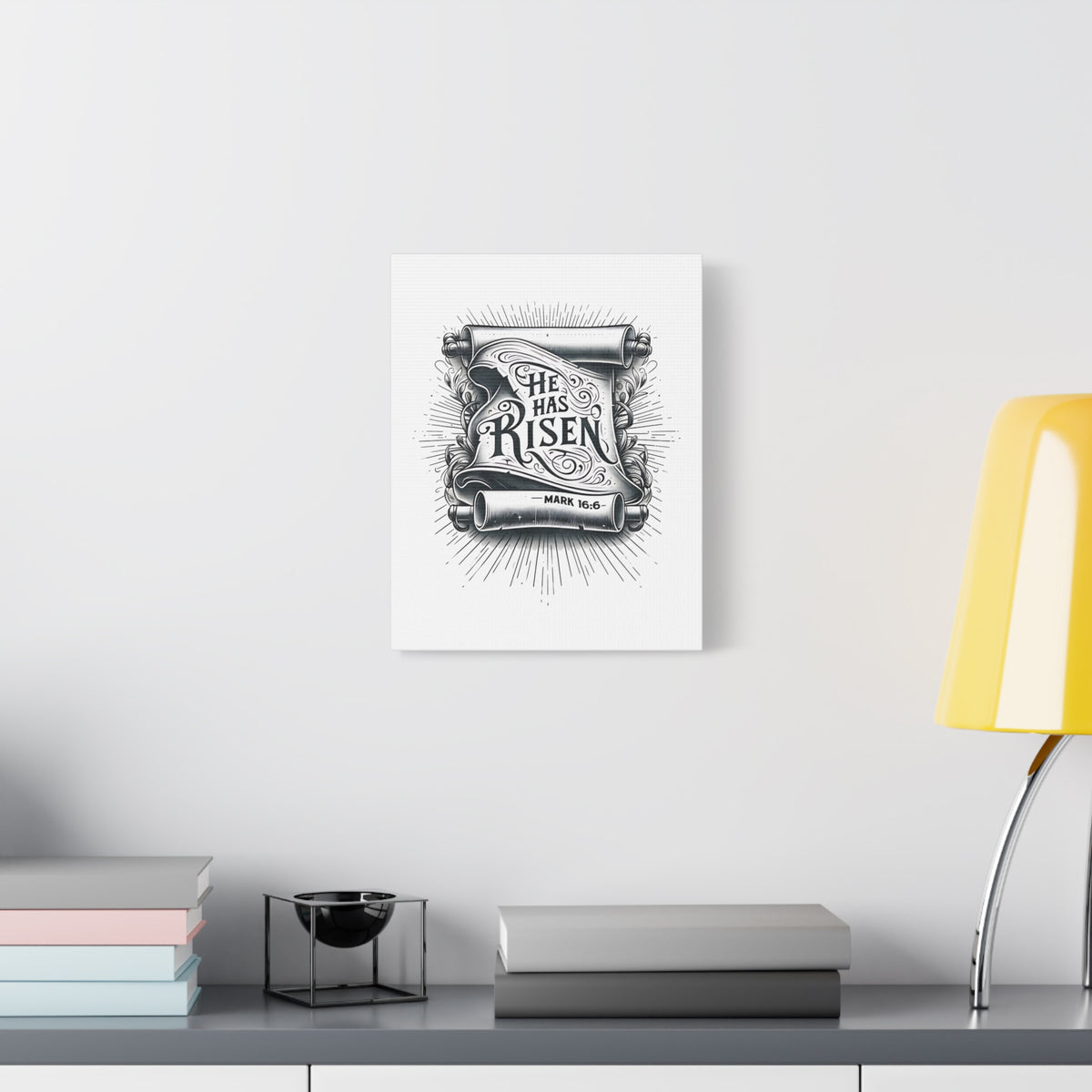 Scripture Walls Mark 16:6 He Has Risen Bible Verse Canvas Christian Wall Art Ready to Hang Unframed-Express Your Love Gifts