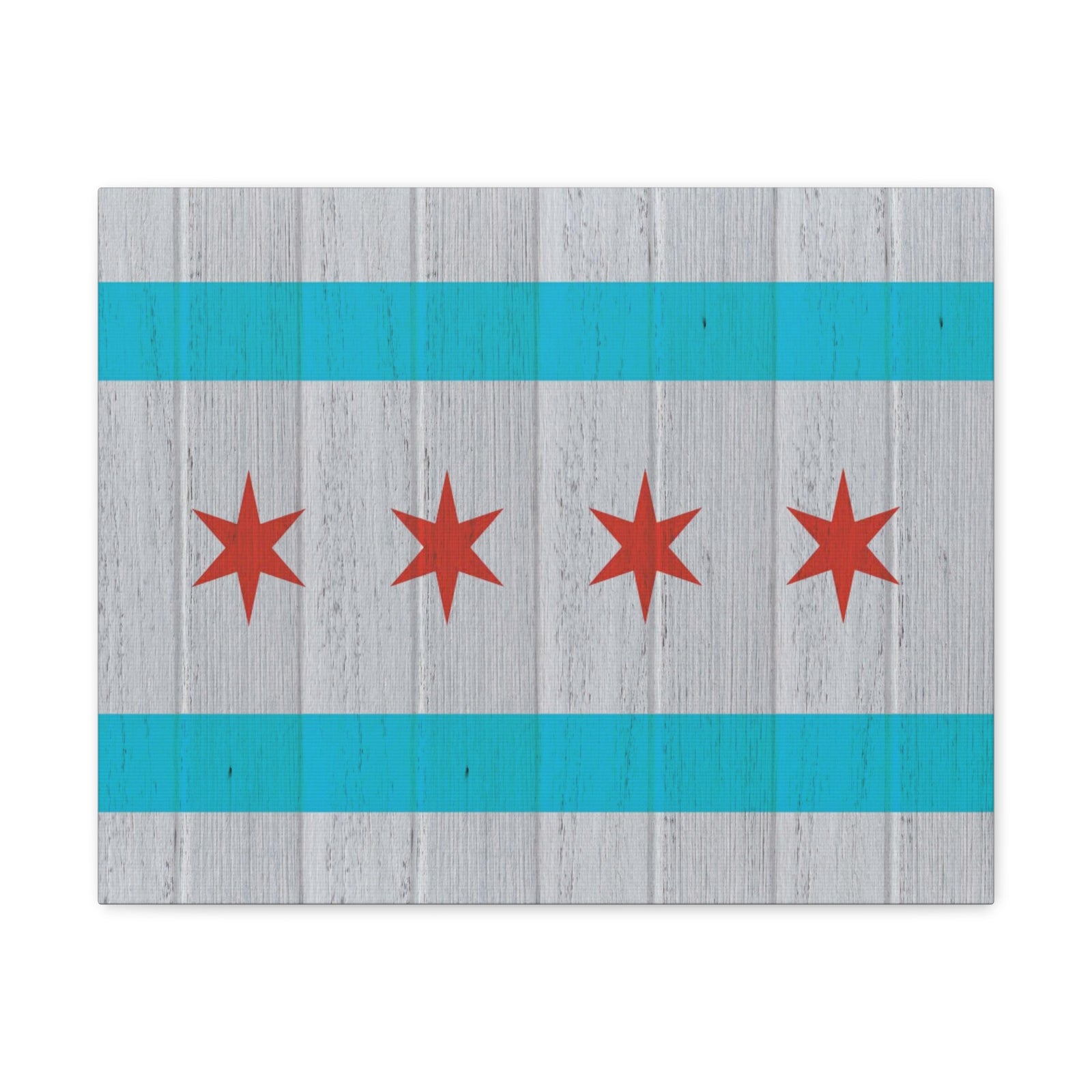 Chicago Flag Distressed Wood Look Canvas Wall Art for Home Decor Ready-to-Hang-Express Your Love Gifts