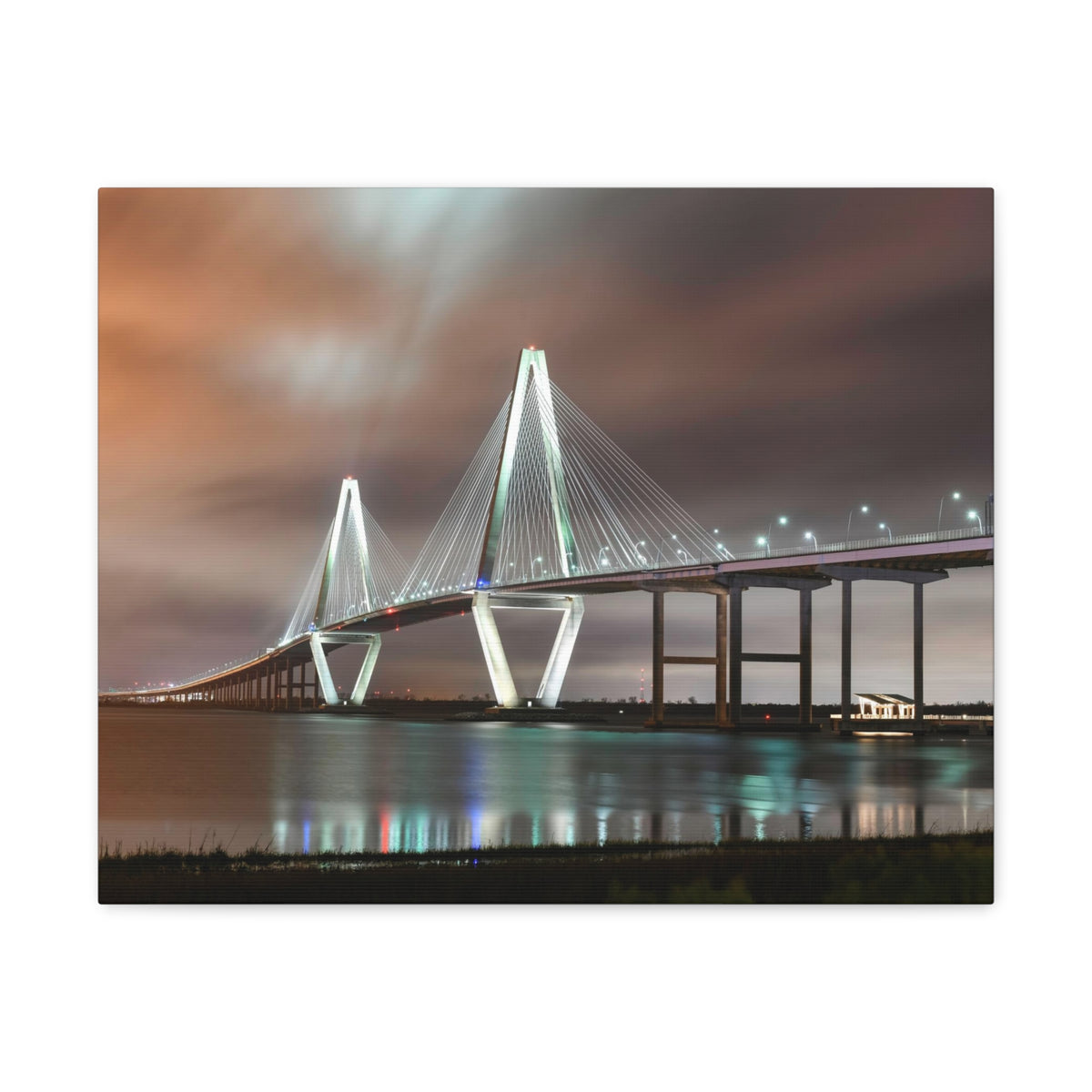 River Bridge Charleston South Carolina Nature Wilderness Photography Canvas Wall Art for Home Decor Ready-to-Hang-Express Your Love Gifts