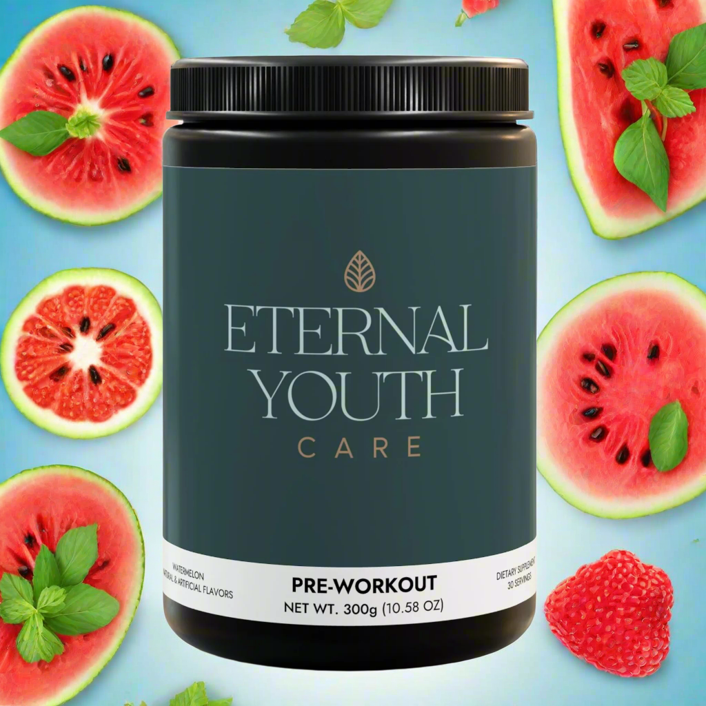 Eternal Youth Care Pre-Workout – Watermelon Flavor Energy & Performance Boost Corn-Free, Lactose-Free (300g)-Express Your Love Gifts