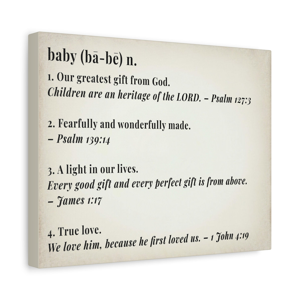 Scripture Walls Baby Definition by God Bible Verse Canvas Christian Wall Art Ready to Hang Unframed-Express Your Love Gifts