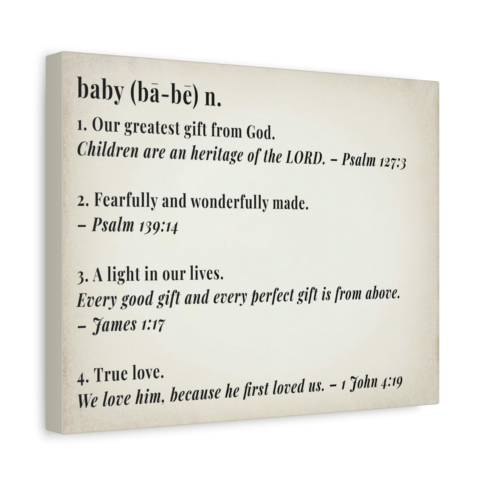 Scripture Walls Baby Definition by God Bible Verse Canvas Christian Wall Art Ready to Hang Unframed-Express Your Love Gifts