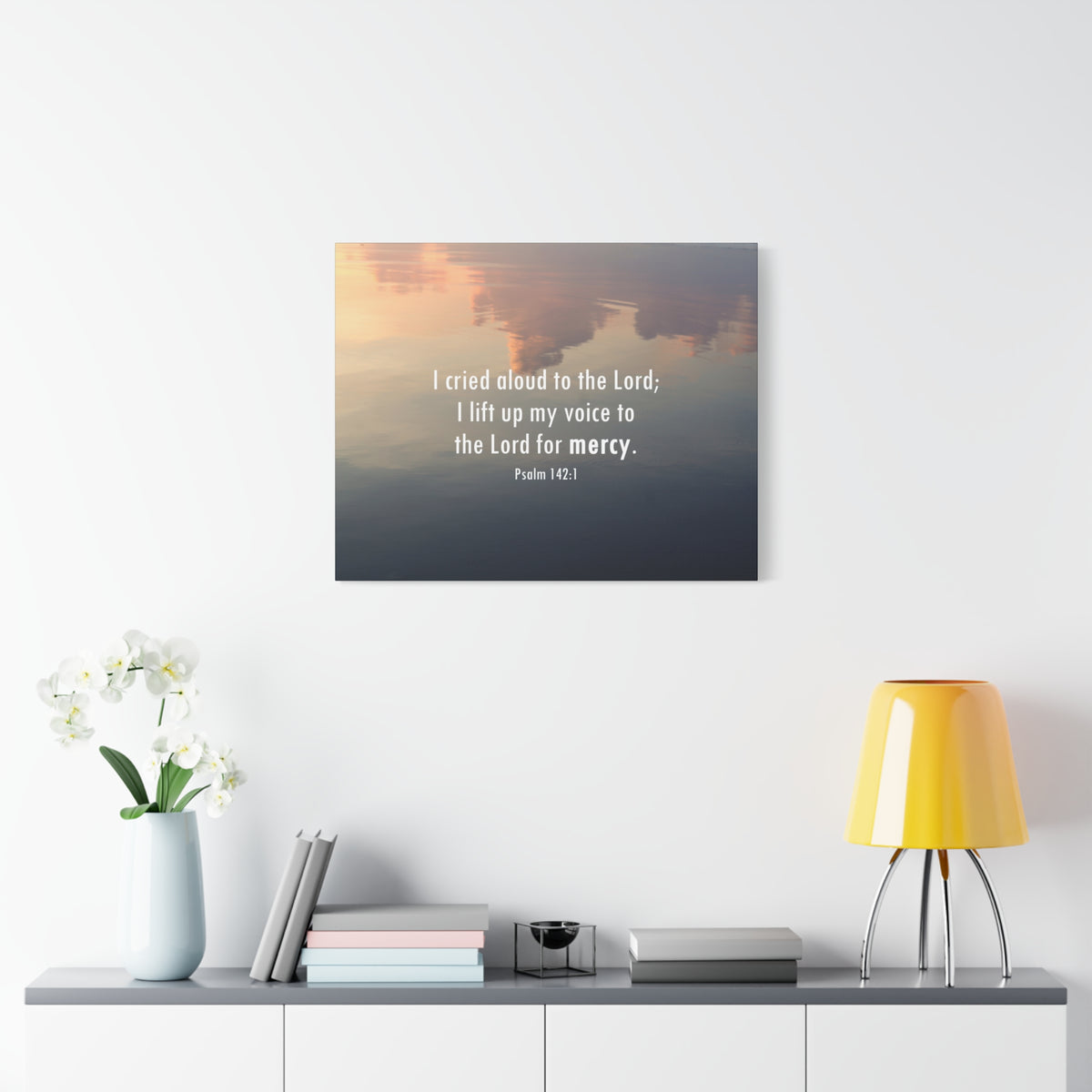 Scripture Walls The Lord Of Mercy Psalm 142:1 Bible Verse Canvas Christian Wall Art Ready to Hang-Express Your Love Gifts