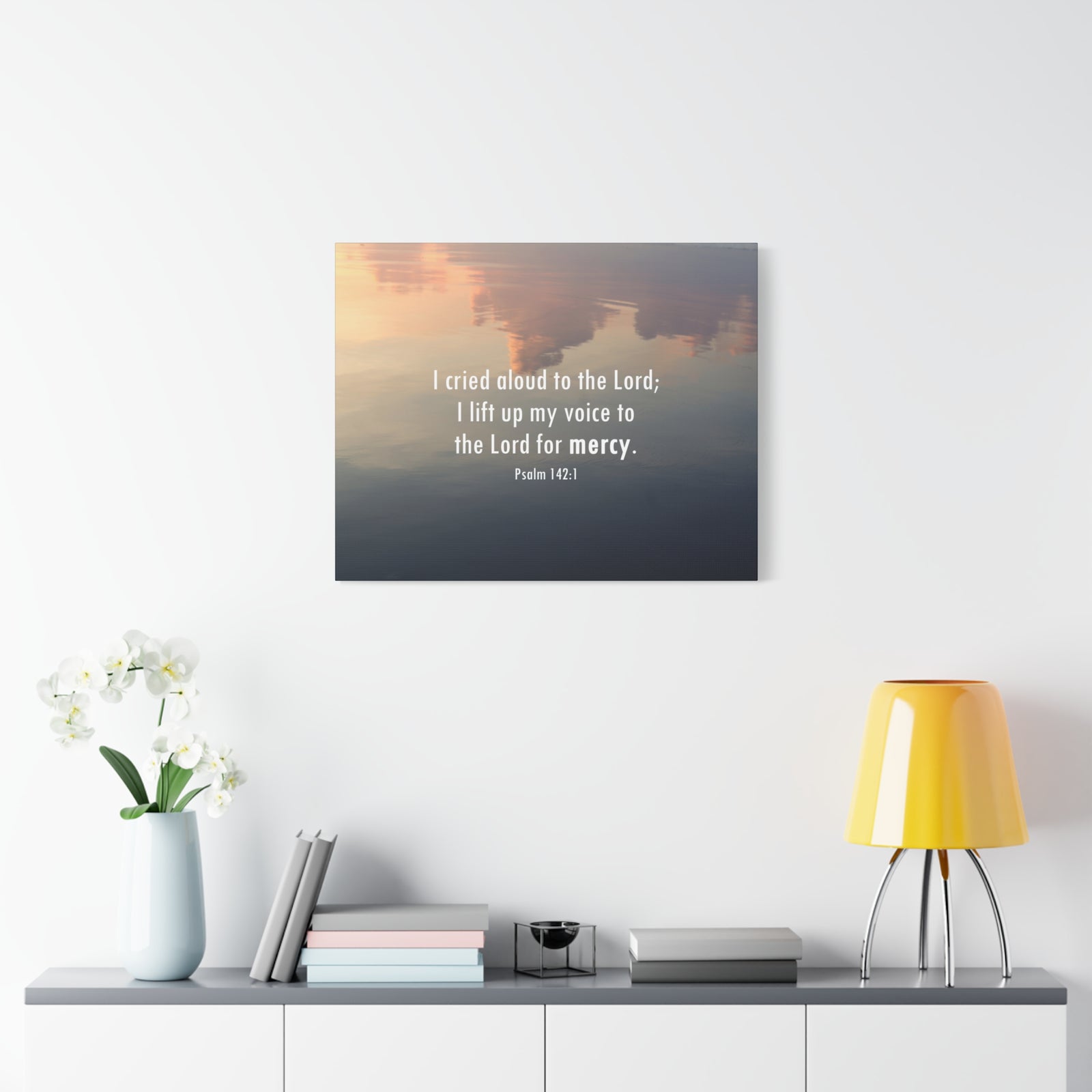 Scripture Walls The Lord Of Mercy Psalm 142:1 Bible Verse Canvas Christian Wall Art Ready to Hang-Express Your Love Gifts