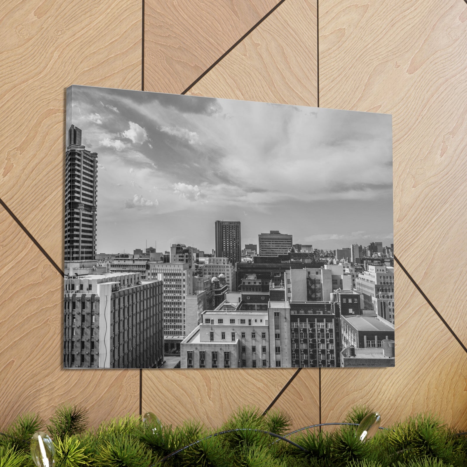 Johannesburg Black And White Skyline Canvas Artwork High-Quality Breathtaking Stunning Cityscape for Home Decor Ready to Hang-Express Your Love Gifts