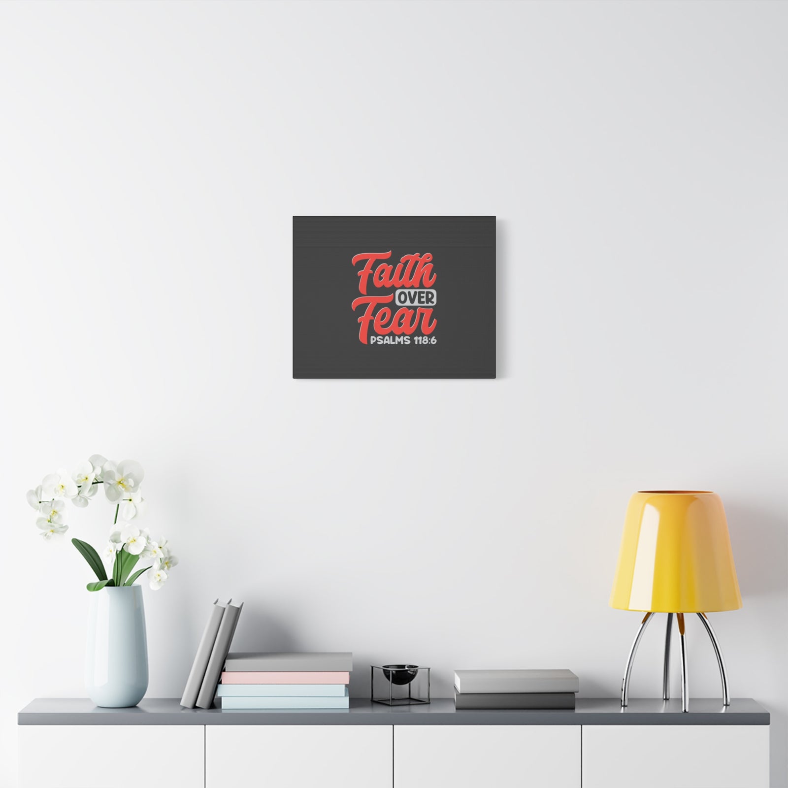 Scripture Walls Faith Over Fear Psalm 118:6 Dark Gray Bible Verse Canvas Christian Wall Art Ready to Hang-Express Your Love Gifts