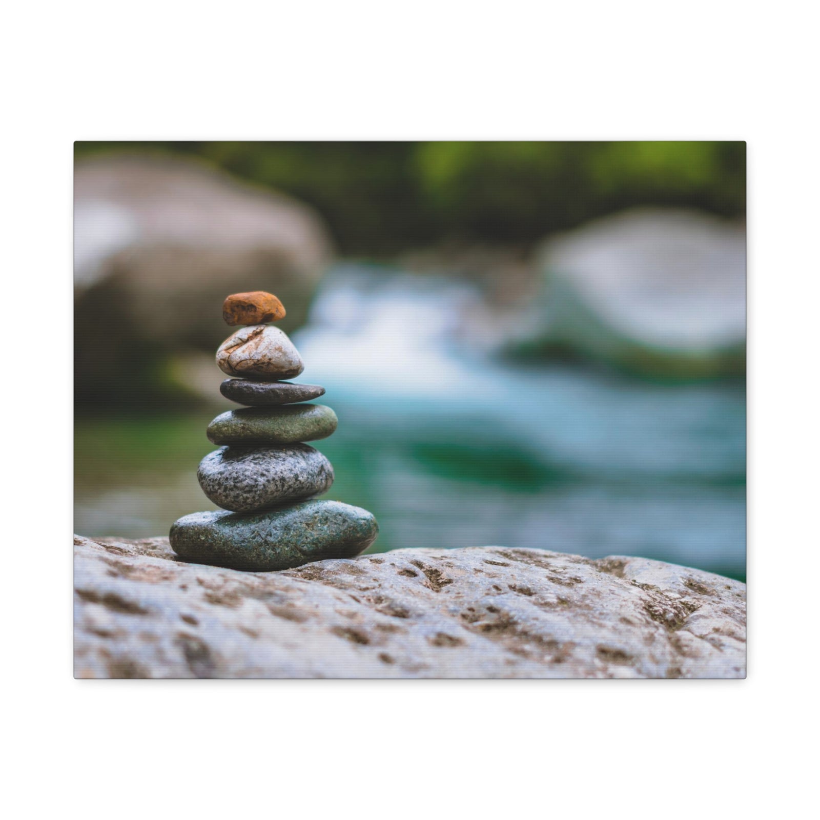 Rocks Stacked in Balance Forest Floral Nature Photography Canvas Wall Art for Home Decor Ready-to-Hang-Express Your Love Gifts