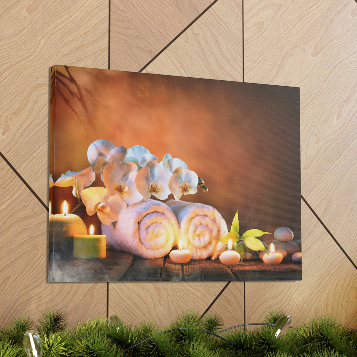 Candles and Orchid Forest Floral Nature Photography Canvas Wall Art for Home Decor Ready-to-Hang-Express Your Love Gifts