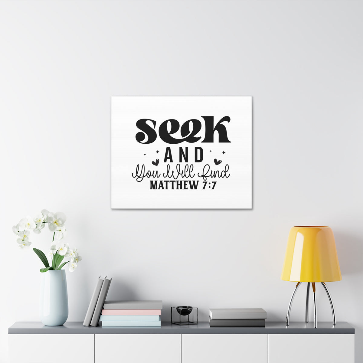 Scripture Walls Matthew 7:7 Seek and You Will Find Bible Verse Canvas Christian Wall Art Ready to Hang Unframed-Express Your Love Gifts