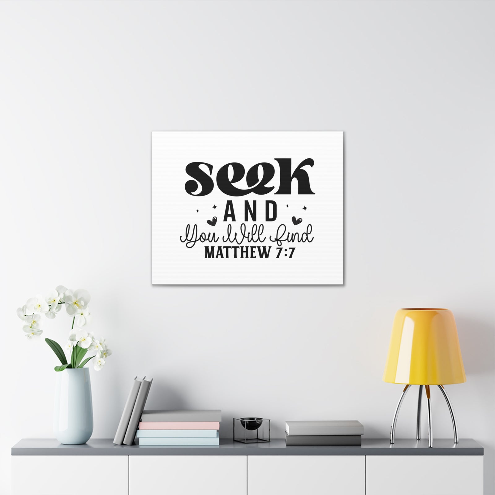 Scripture Walls Matthew 7:7 Seek and You Will Find Bible Verse Canvas Christian Wall Art Ready to Hang Unframed-Express Your Love Gifts