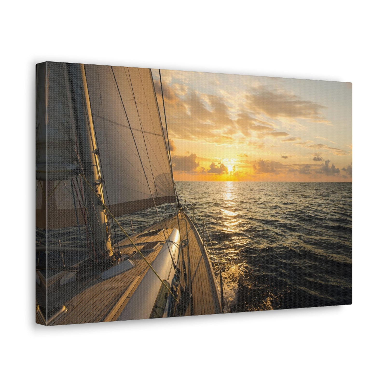 Sailboat Sailing In Mediterranean Sea At Sunset Ocean Canvas Wall Art for Home Decor Ready-to-Hang-Express Your Love Gifts