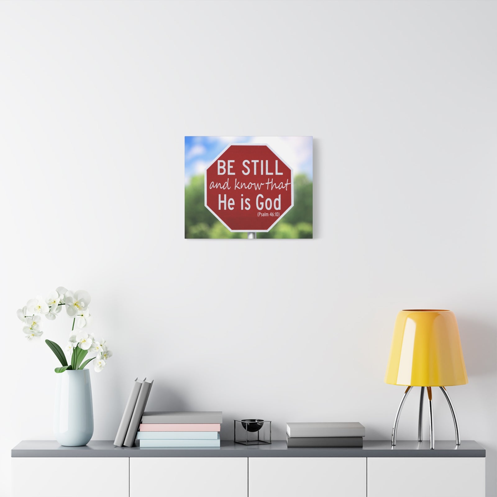 Scripture Canvas He Is God Psalm 46:10 Christian Wall Art Bible Verse Print Ready to Hang-Express Your Love Gifts