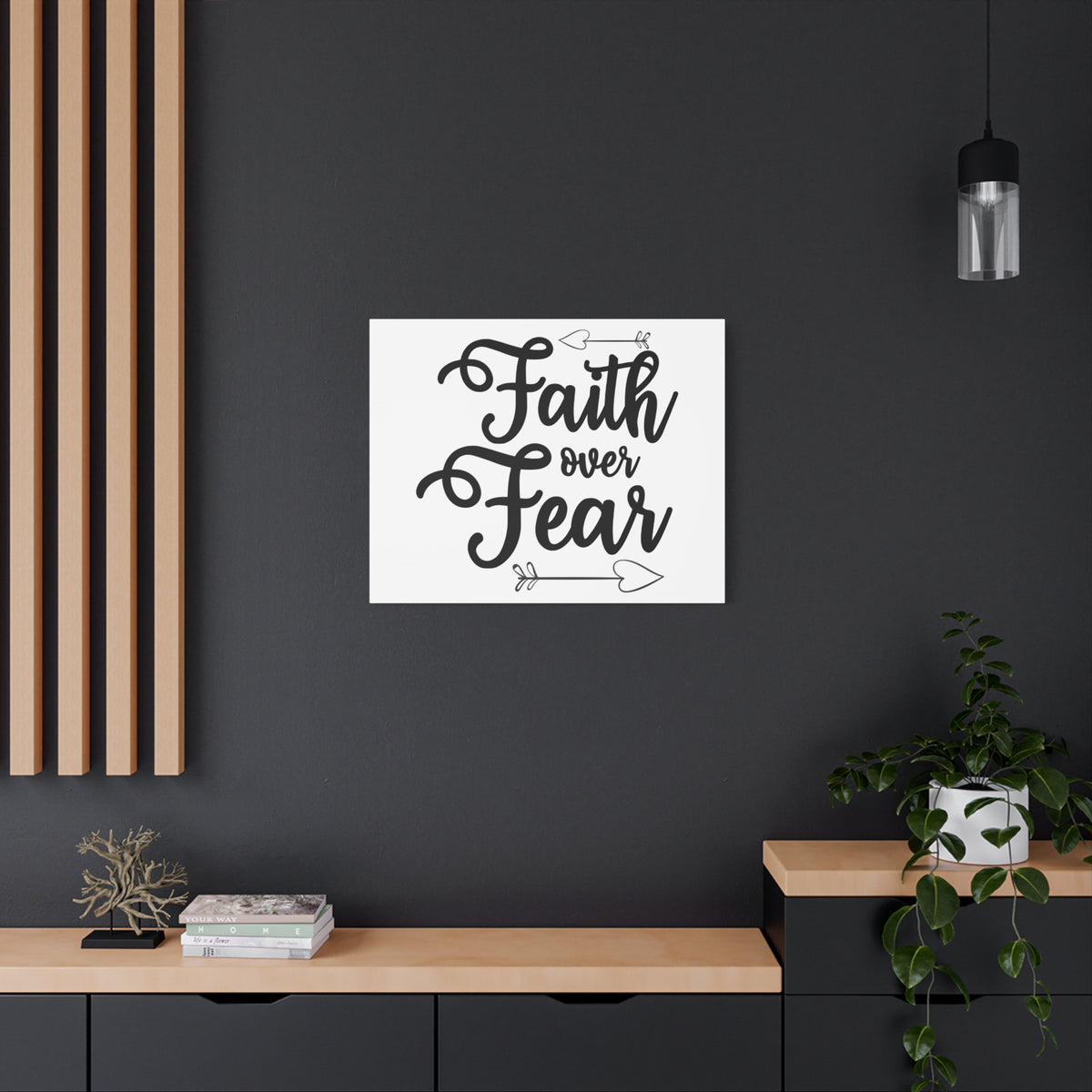 Scripture Canvas Faith Over Fear Psalm 34:4 Christian Wall Art Print Ready to Hang-Express Your Love Gifts