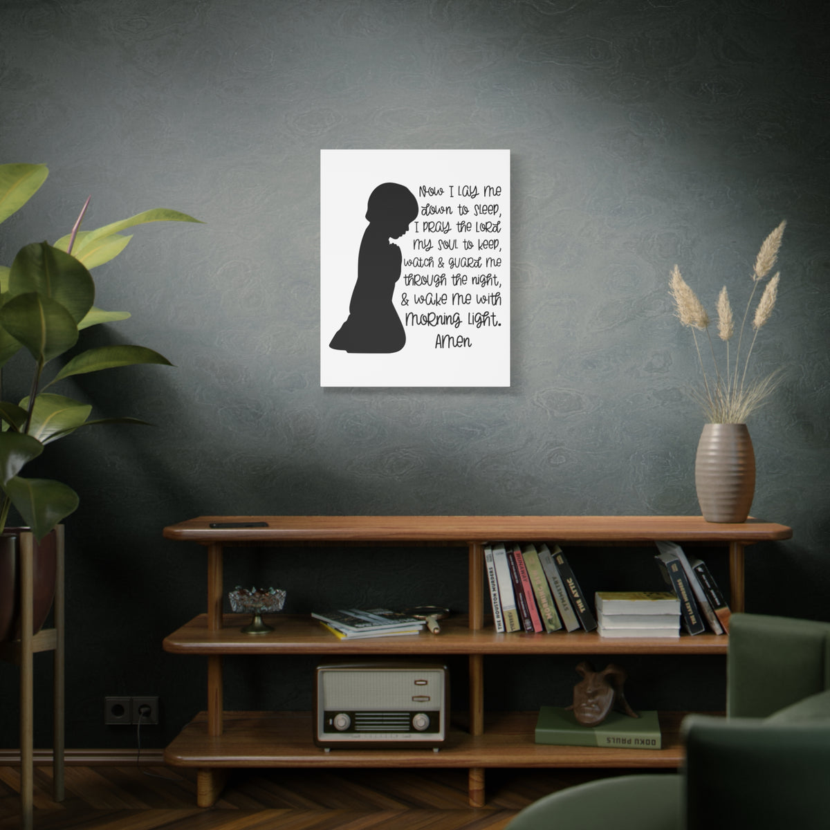 Scripture Canvas Wake Me With Morning Psalms 4:8 Christian Wall Art Print Ready to Hang-Express Your Love Gifts