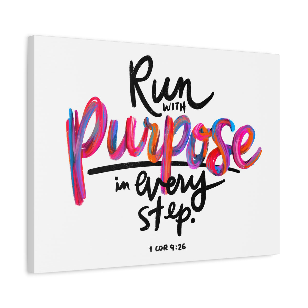 Scripture Canvas Run With Purpose 1 Corinthians 9:26 Christian Wall Art Bible Verse Print Ready to Hang-Express Your Love Gifts