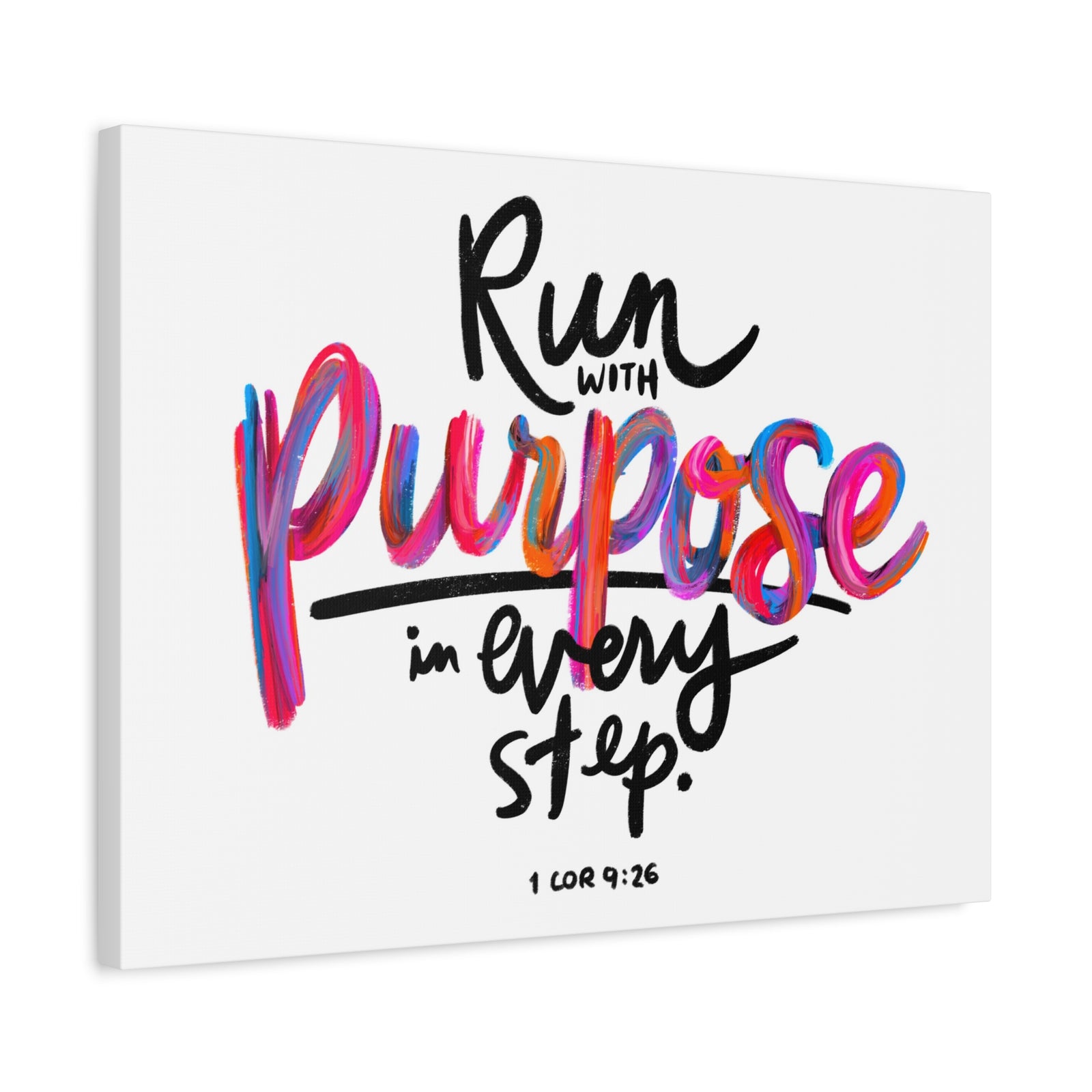 Scripture Canvas Run With Purpose 1 Corinthians 9:26 Christian Wall Art Bible Verse Print Ready to Hang-Express Your Love Gifts
