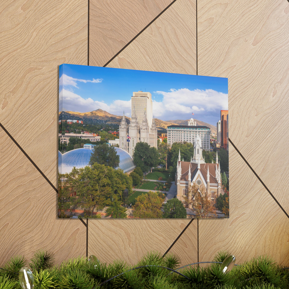 Salt Lake City Daytime Skyline Canvas Artwork High-Quality Breathtaking Stunning Cityscape for Home Decor Ready to Hang-Express Your Love Gifts