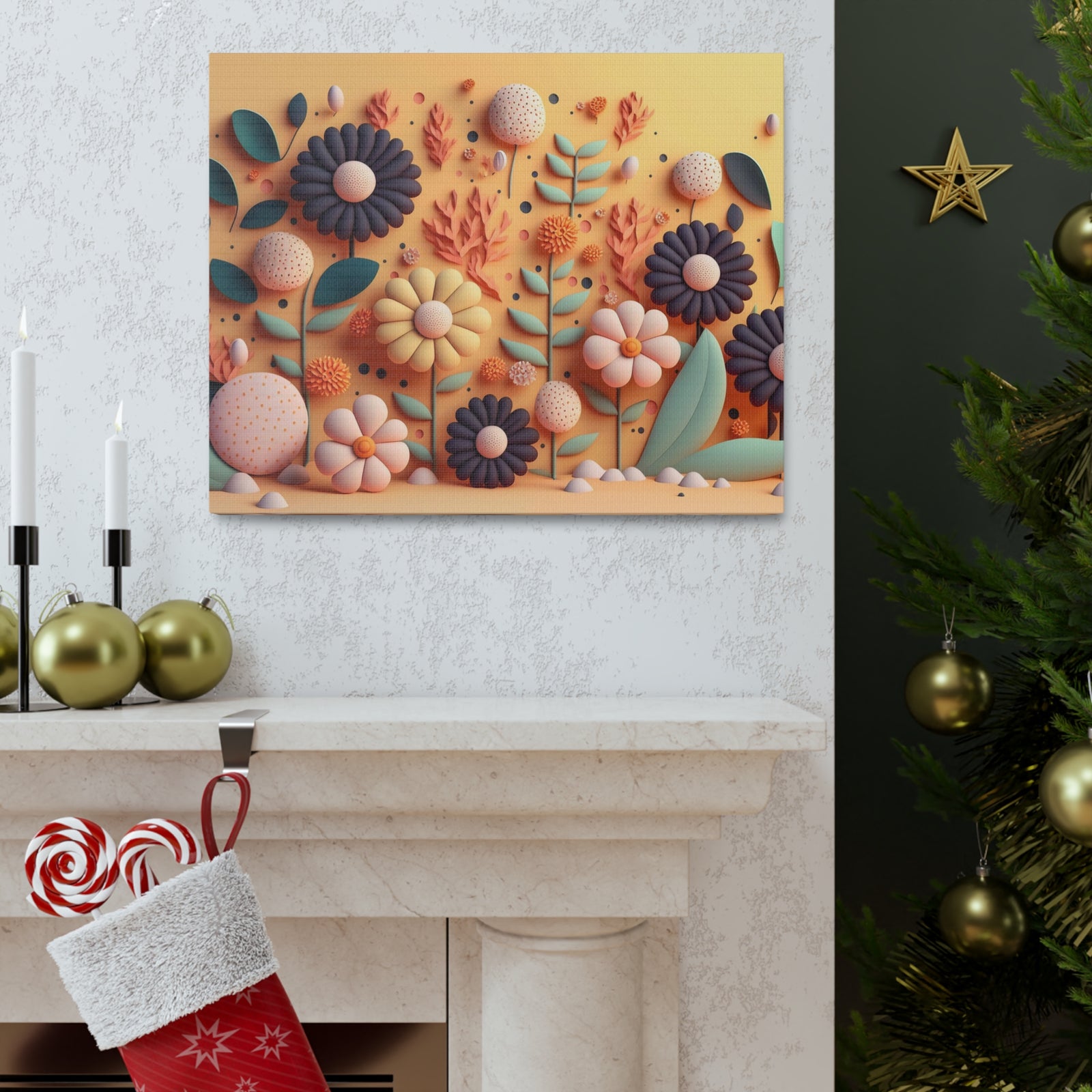 3D Floral Craft Wallpaper Flower Canvas Wall Art for Home Decor Ready-to-Hang-Express Your Love Gifts