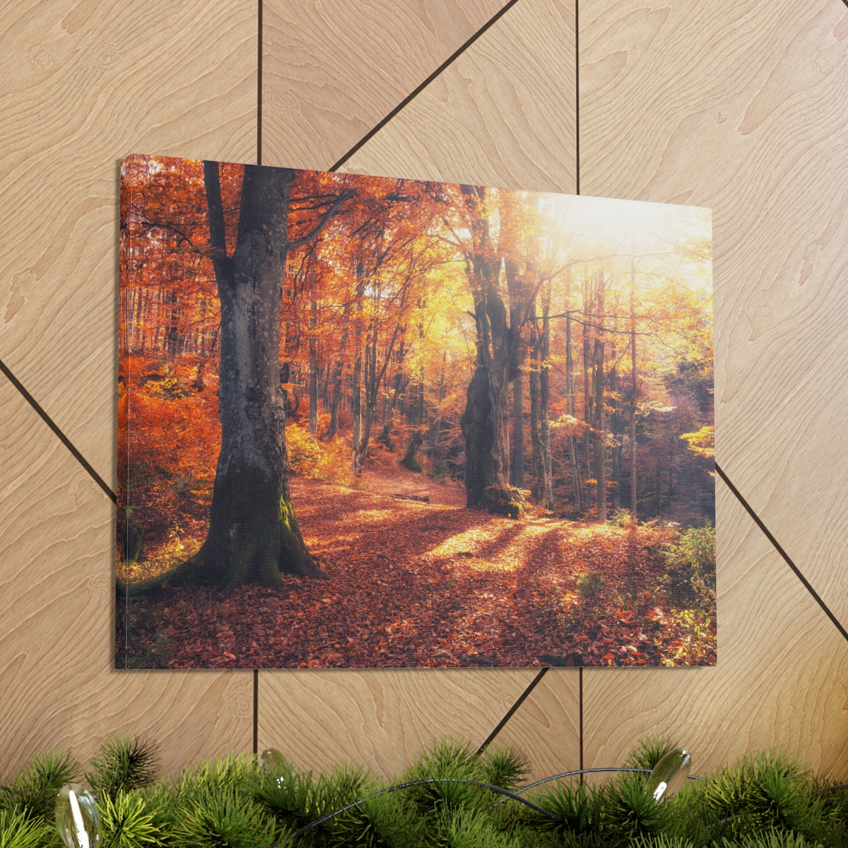 Orange Tree Sunlight Autumn Forest Nature Wilderness Photography Canvas Wall Art for Home Decor Ready-to-Hang-Express Your Love Gifts