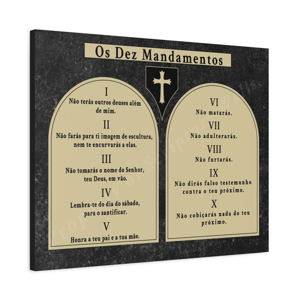 Scripture Walls 10 Commandments Portuguese Tablets Bible Verse Canvas Christian Wall Art Ready to Hang Unframed-Express Your Love Gifts