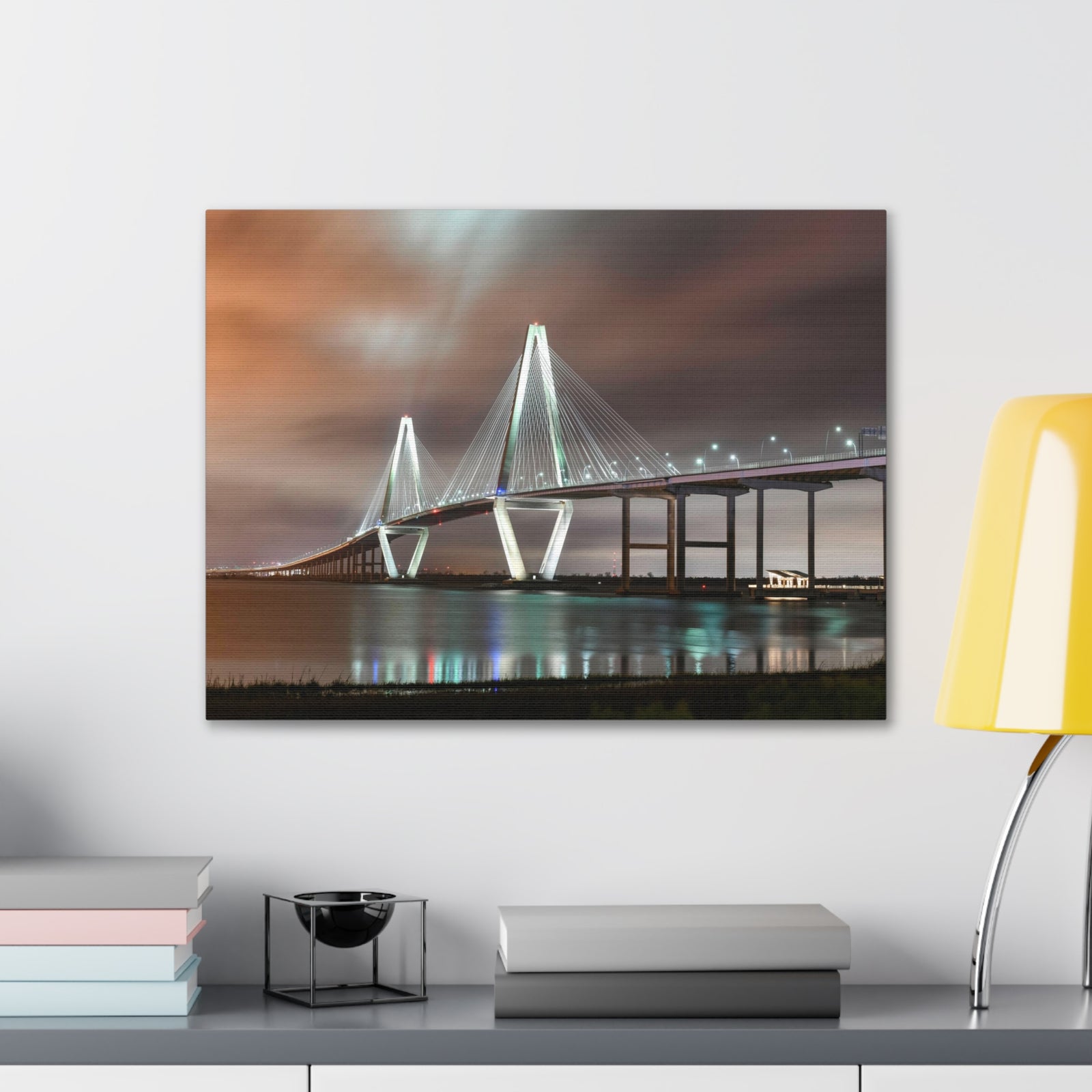 River Bridge Charleston South Carolina Nature Wilderness Photography Canvas Wall Art for Home Decor Ready-to-Hang-Express Your Love Gifts